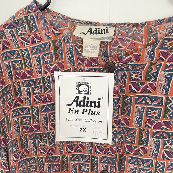 Vintage Boho Rayon Dress 2X NWT Pockets India Plus Size Crinkle Festival Cottage - Picture 3 of 8